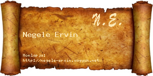 Negele Ervin névjegykártya